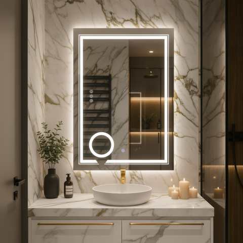 Oglinda LED Rectangulara, 50x70cm, CANTO Touch, Sistem Dezaburire, Dimabila [2]