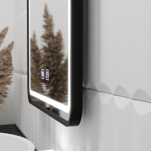 Oglinda LED Rectangulara, 60x80cm, EDGE Touch, Sistem Dezaburire, Rama Neagra [1]