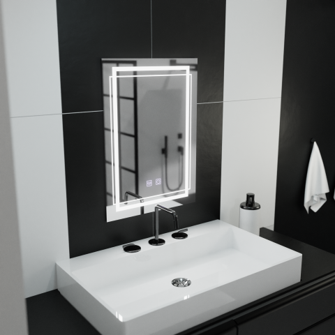 Oglinda LED Rectangulara, 60x80cm, KOVEN Touch, Sistem Dezaburire,Dimabila [1]