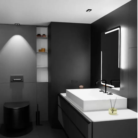 Oglinda LED Rectangulara, 60x80cm, Rayonnement MotionGlow Marcello, Sistem Dezaburire, Ceas & Termometru, Dimabila [2]