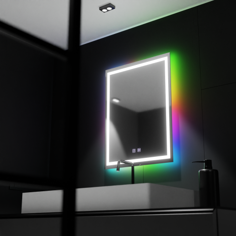 Oglinzi LED - Oglinda LED Rectangulara 60X80cm, Spectrum Touch, RGB, Sistem Dezaburire