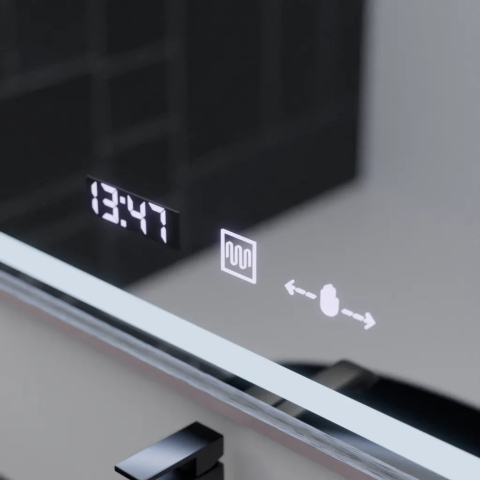 Oglinda LED Rectangulara, 60x80cm, Verite Imperial Silver Motion Glow Marcello, Sistem Dezaburire, Ceas & Termometru, Dimabila [2]