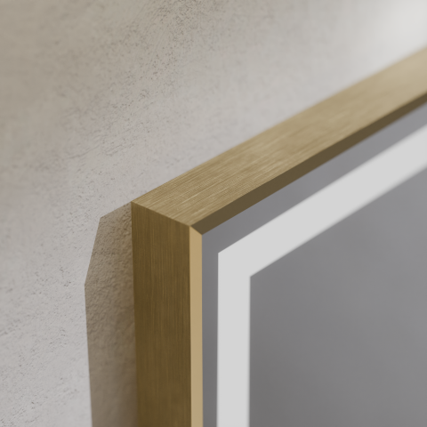 Oglinda LED Rectangulara, 60x80cm, Verite Royale Gold MotionGlow Marcello, Sistem Dezaburire, Ceas & Termometru, Dimabila [1]