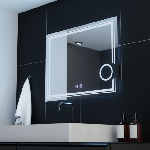 Oglinda LED Rectangulara, 80x60cm, CANTO Touch, Sistem Dezaburire, Dimabila [3]