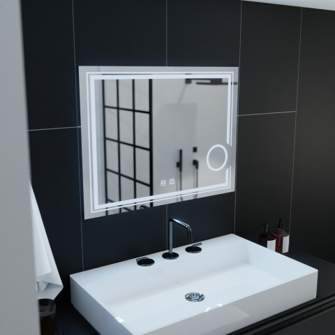 Oglinda LED Rectangulara, 80x60cm, CANTO Touch, Sistem Dezaburire, Dimabila [2]