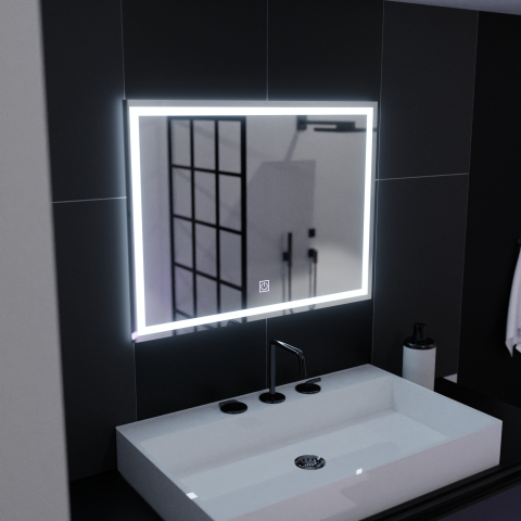 Oglinzi LED - Oglinda LED Rectangulara, 80x60cm, FRAME Basic Touch