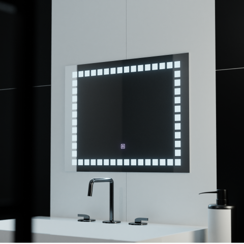 Oglinzi LED  Baie - Oglinda LED Rectangulara, 80x60cm, Grid Light Basic Touch
