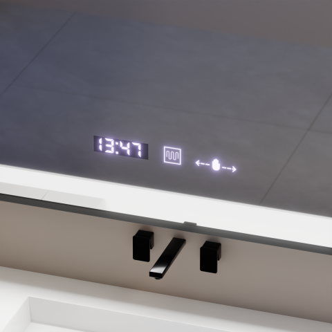 Oglinda LED Rectangulara, 80x60cm, Verite Majeste Noir Motion Glow Marcello, Sistem Dezaburire, Ceas & Termometru, Dimabila [3]
