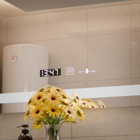 Oglinda LED Rectangulara, 80x60cm, Verite MotionGlow Marcello, Sistem Dezaburire, Ceas & Termometru, Dimabila [1]