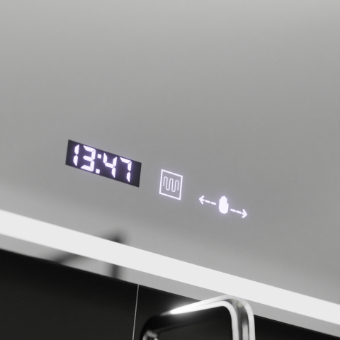 Oglinda LED Rectangulara, 90x60cm, Velour MotionGlow Marcello, Sistem Dezaburire, Ceas & Termometru, Lupa Cosmetica, Dimabila [1]