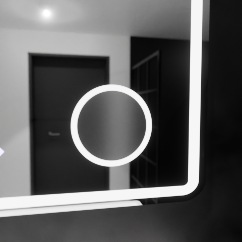 Oglinda LED Rectangulara, 90x75cm, Riflesso MotionGlow Marcello, Sistem Dezaburire, Ceas & Termometru, Lupa Cosmetica, Dimabila [3]