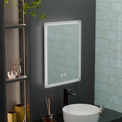 Oglinda LED Rentagulara, 60x80cm, Touch VENERA , Sistem Dezaburire,Dimabila [2]