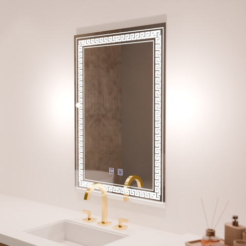 Obiecte sanitare - Oglinda LED Rentagulara, 60x80cm, Touch Vivido , Sistem Dezaburire,Dimabila
