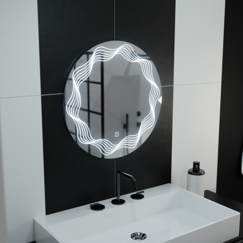 Oglinzi LED - Oglinda LED Rotunda 60cm, Flusso Touch, Sistem Dezaburire, Dimabila