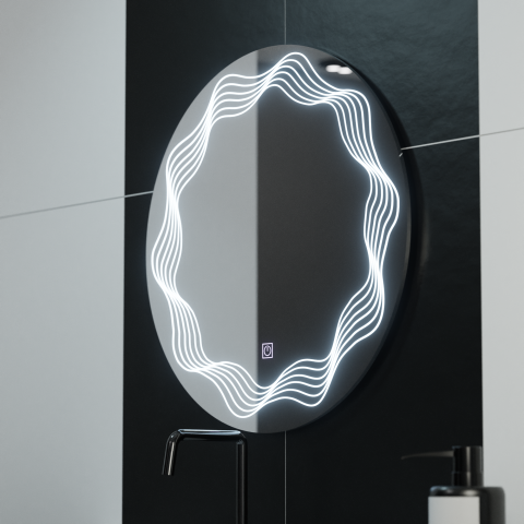 Oglinda LED Rotunda 60cm, Flusso Touch, Sistem Dezaburire, Dimabila [2]