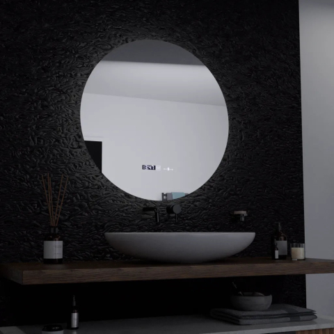 Oglinda LED Rotunda, 60cm, Serenite MotionGlow Marcello, Sistem Dezaburire, Ceas & Termometru, Dimabila [3]