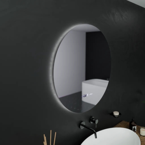 Oglinzi LED - Oglinda LED Rotunda, 60cm, Serenite MotionGlow Marcello, Sistem Dezaburire, Ceas & Termometru, Dimabila