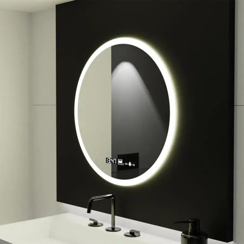 Oglinda LED Rotunda, 70cm, Elysee MotionGlow Marcello, Sistem Dezaburire, Ceas & Termometru, Dimabila [2]