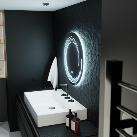 Oglinda LED Rotunda 70cm Lira Verita Touch Sistem Dezaburire Dimabila [2]
