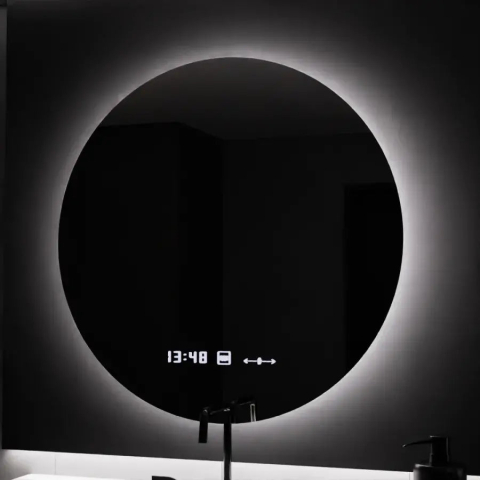 Oglinda LED Rotunda, 70cm, Serenite MotionGlow Marcello, Sistem Dezaburire, Ceas & Termometru, Dimabila [3]