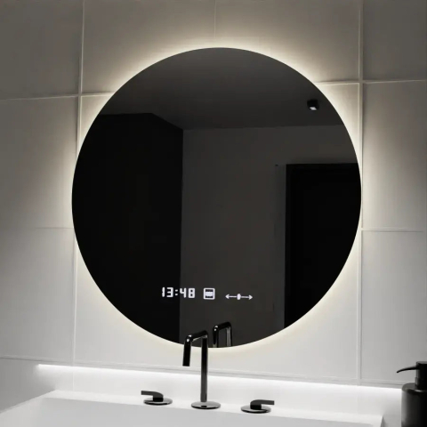 Oglinzi LED - Oglinda LED Rotunda, 70cm, Serenite MotionGlow Marcello, Sistem Dezaburire, Ceas & Termometru, Dimabila