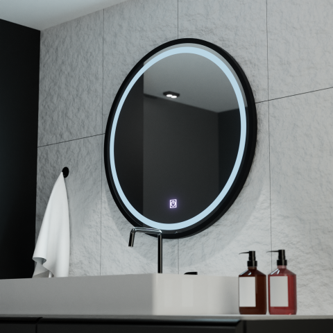 Oglinzi LED - Oglinda LED Rotunda 80cm Piazza Basic Touch