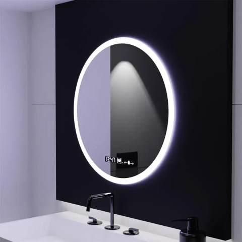 Produse Alessandro - Oglinda LED Rotunda GIULIA, 70cm, senzor MotionGlow, Sistem Dezaburire, Ceas & Termometru, Dimabila, Marcello Funghi