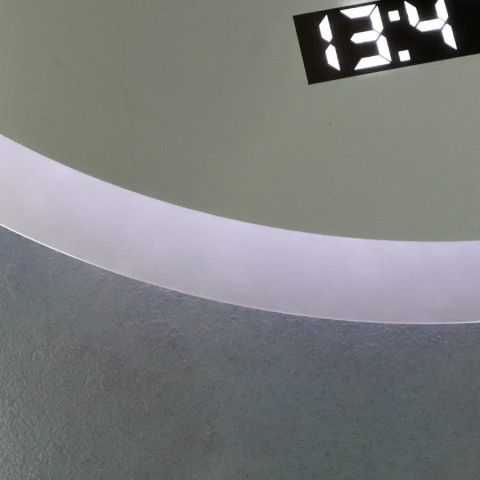 Oglinda LED Rotunda GIULIA, 70cm, senzor MotionGlow, Sistem Dezaburire, Ceas & Termometru, Dimabila, Marcello Funghi [1]