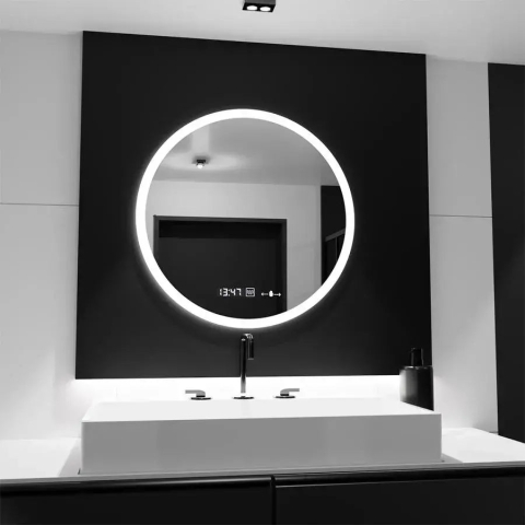 Oglinda LED Rotunda GIULIA, 70cm, senzor MotionGlow, Sistem Dezaburire, Ceas & Termometru, Dimabila, Marcello Funghi [3]