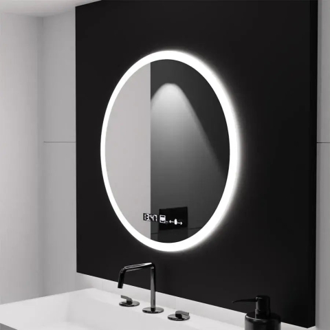 Oglinda LED Rotunda GIULIA, 70cm, senzor MotionGlow, Sistem Dezaburire, Ceas & Termometru, Dimabila, Marcello Funghi [2]