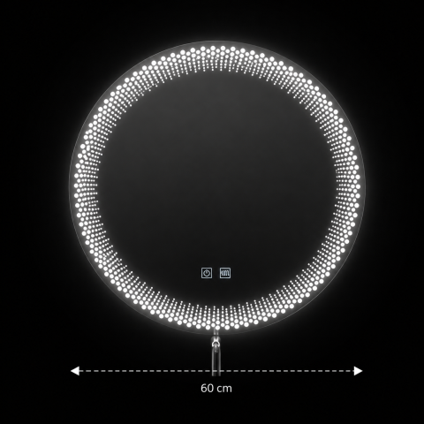 Oglinda LED Rotunda Nexos, 60cm, 24W, Lumina Calda/ Rece/ Neutra, Senzor, Sistem Dezaburire, Ceas, Dimabila [3]