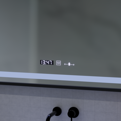 Oglinda LED Senzor MotionGlow Domingo cu functie Dezaburire Termometru Ceas 120x65 cm Lumina Rece/Calda/Neutra Dimabila, Rama Negru Brushed, colectia Marcello Funghi [3]