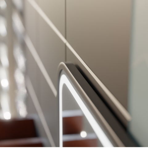 Oglinda LED Touch Bernd Sistem Dezaburire, Ceas si Temperatura 80x60 cm Rama Negru Brushed Lupa Cosmetica [3]