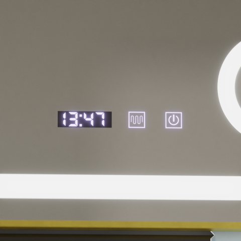 Oglinda LED Touch CLARUS Sistem Dezaburire, Ceas si Temperatura 80x60 cm Rama Auriu Brushed Lupa Cosmetica [3]