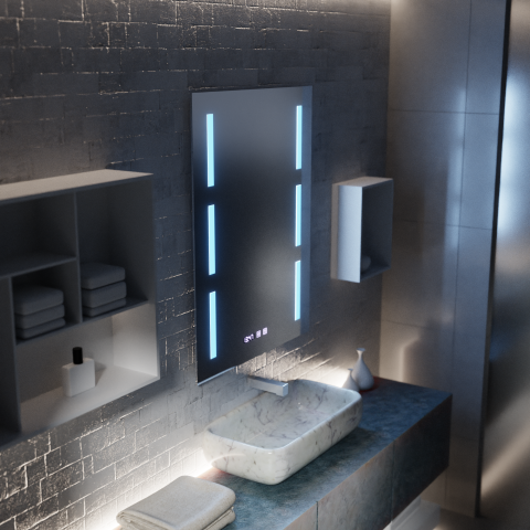 Oglinda LED Touch Erich S86/60X80 Sistem Dezaburire, Ceas si Temperatura 60x80 cm [3]