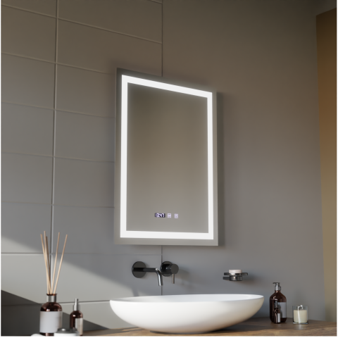 Oglinda LED Touch MODENA Sistem Dezaburire, Ceas si Temperatura 60x80 cm [3]