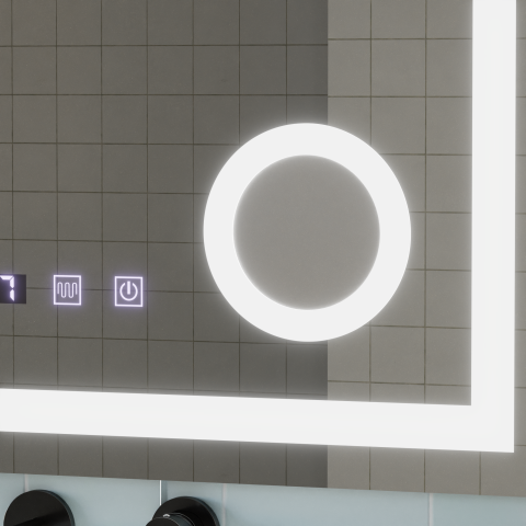 Oglinda LED Touch NIVERA Sistem Dezaburire, Ceas si Temperatura 60x80 cm Lupa Cosmetica [3]