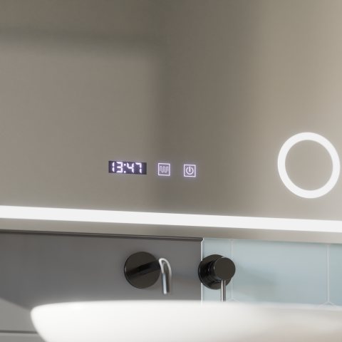 Oglinda LED Touch NIVERA Sistem Dezaburire, Ceas si Temperatura 80x60 cm Lupa Cosmetica [1]