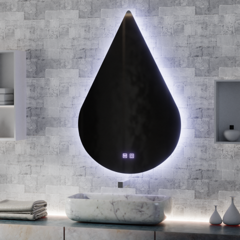 Oglinzi LED - Oglinda LED Touch River Sistem Dezaburire 80X120cm, Forma de Picatura.