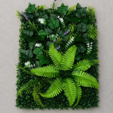 Decoratiuni Sarbatori & Sezoniere - Panou de Gard Viu Artificial Lavanda Persana Mix, 40 x 60 cm, Verde