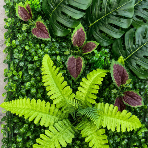 Panou de Gard Viu Artificial Mix Monstera, 40 x 60 cm, Verde [1]