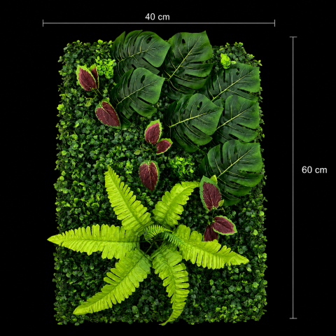 Panou de Gard Viu Artificial Mix Monstera, 40 x 60 cm, Verde [2]