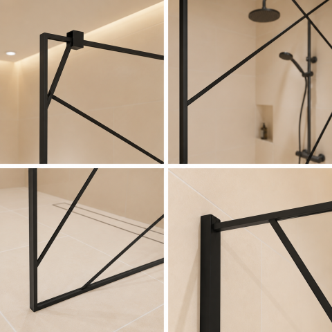 Paravan de dus Walk-In SASKATCHEWAN, 80x195cm, Metal, negru [2]