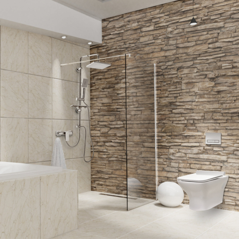 Cadite de dus - Paravan dus Walk-In 100x195 cm, sticla securizata 8 mm, transparenta, profil metalic rezistent