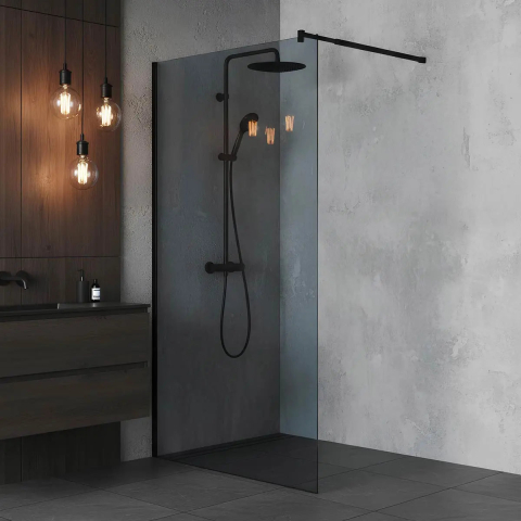 Obiecte sanitare - Paravan dus Walk-In 120x195 cm, sticla securizata 8 mm, gri, profil metalic rezistent