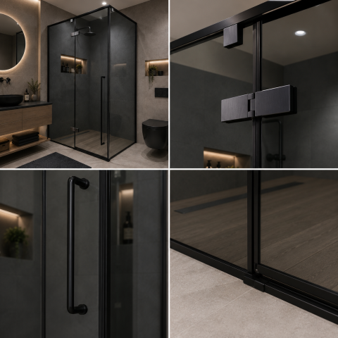 Paravan dus Walk-In 80x100x195cm, Sticla securizata 8 mm, Profil metalic rezistent, Gri [1]
