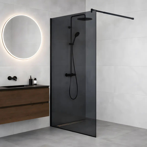 Paravan dus Walk-In 90x195 cm, sticla securizata 8 mm, gri, profil metalic rezistent [1]