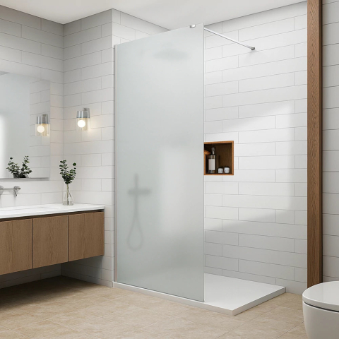 Cadite de dus - Paravan dus Walk-In 90x195 cm, sticla securizata 8 mm, satin, profil metalic rezistent
