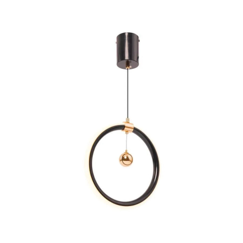 Pendul LED HAL 24W, lumina Rece/Calda/Neutra, Negru Auriu Lucios, Inaltime Reglabila [1]