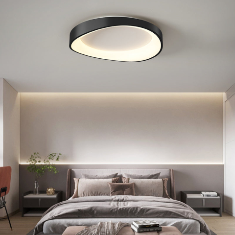 Lustre LED Moderne - Plafoniera LED cu Telecomanda, PL103/520BK, 29W, Diametru 50cm, Lumina Calda/Rece/Neutra, Negru